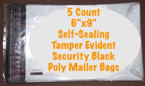 5 Poly Mailers Envelopes 6&#034; x 9&#034; Shipping Supplies Mailing Security Black Bag