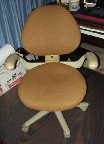 Mid Back Brown Tweed Fabric Office Desk Task Chair w/ Adj Height Back &amp; Wheels