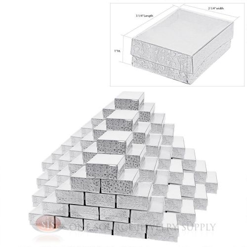 100 Silver View Top Cotton Filled Jewelry Gift Boxes  3 1/4&#034; X 2 1/4&#034;