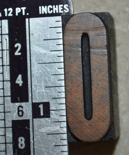 Vintage / Antique Letterpress Wood Printer&#039;s Type, The number &#034;0&#034;, 1 5/16&#034; tall
