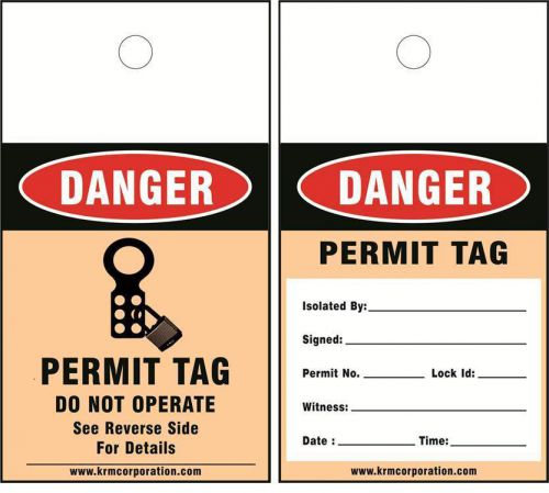 Krm lockout tagout permit tag (set of 10 pcs) for sale