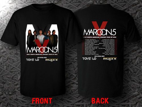 Maroon 5 2016 North American Tour Date Black T-Shirts Tee Shirt Size S - 5XL