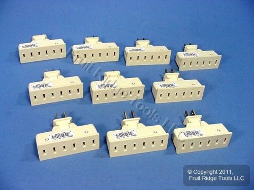 10 Leviton Ivory Triplex Swivel Receptacle Outlet Adapters Non-Grounding 69-I