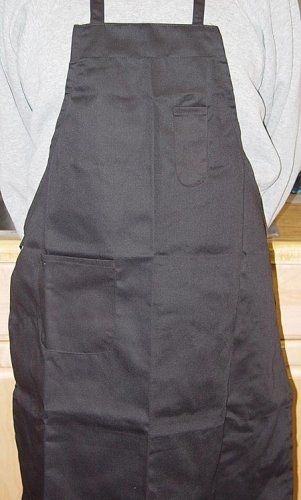 Winco ba-pbk full length bib apron with pocket, black for sale