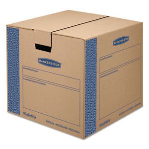 SmoothMove Prime Medium Moving Boxes, 18l x 18w x 16h, Kraft/Blue, 8/Carton