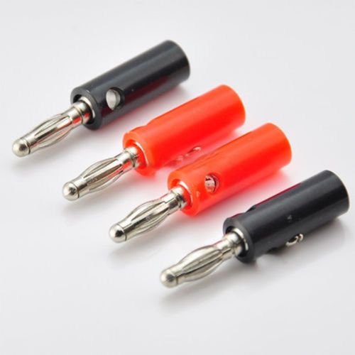 50pcs wire cable #v audio speaker banana plug connectors 4mm adapter black &amp; red for sale