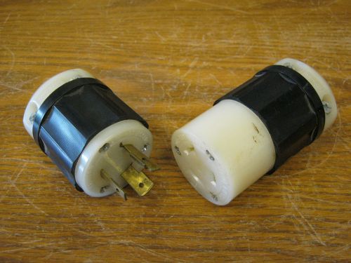 Leviton 480VAC Plug - 2341 L8-20P Male &amp; 2343 L8-20R Female, 20A, 2-Pole, Unused