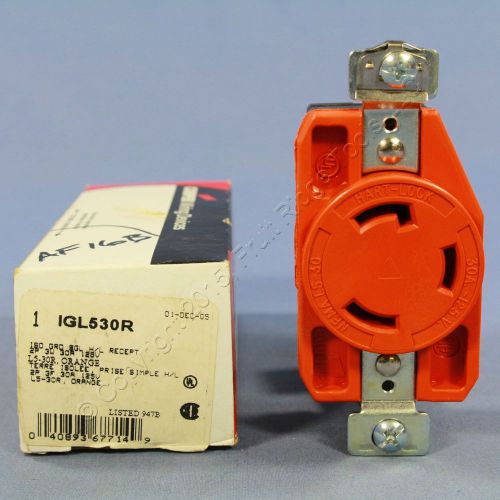 Cooper isolated ground single locking receptacle nema l5-30r 30a 125v igl530r for sale