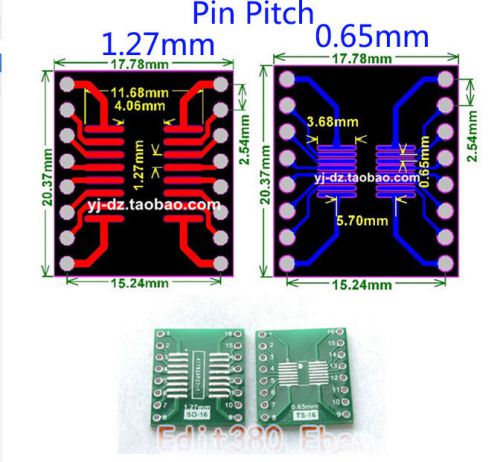 10pcs SOP MSOP TSSOP 8/16 To DIP 8/16 0.65/1.27mm IC Adapter PCB Convertor Board