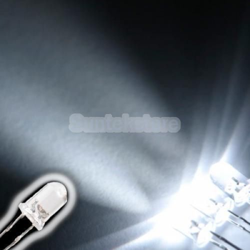 100pcs 3V Ultra Bright White LED Emitting Diode Lights Bulb Lamp 5mm 6000-6500K