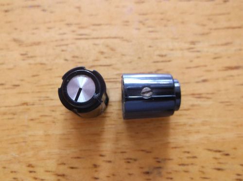 KNOBS * BLACK BAKELITE INSTRUMENT KNOB w/ALUMINUM TOP HH SMITH # 2889 (5)