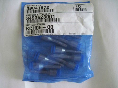 Lot of 10 SMC KCH06-00 Pneumatic Self Seal Straight Connectors 6mm Sealed Bag