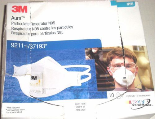 3M Aura Particulate Respirator N95 Soft Foam Nose 10/Box - White 9211+