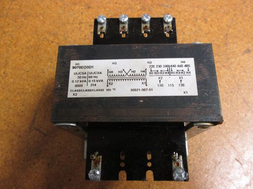 Square d 9070eo3d1 transformer control 50/60hz 0.12kva 0.15kva used for sale