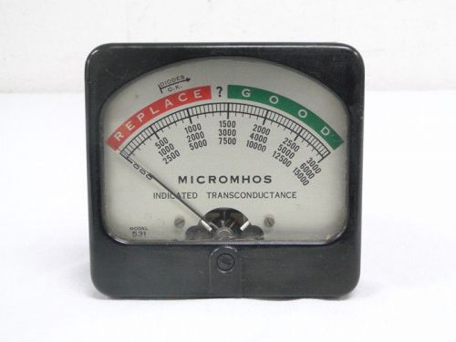 Vintage Hickok Gauge Micromhos Indicated Transconductance Replace Good Diodes