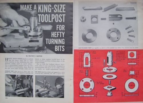 Vintage how to machine a king-size tool post metal lathe project plans for sale