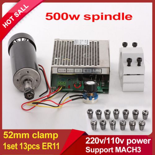 500W air cooled 0.5kw milling motor spindle &amp;speed power converter&amp;clamp&amp;collet