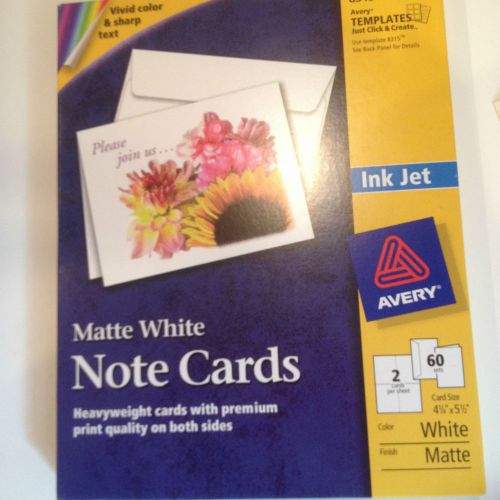 NEW Avery 8315 Matte White Inkjet 60 Note Cards With Envelopes, 5-1/2&#034;x 4-1/4&#034;,