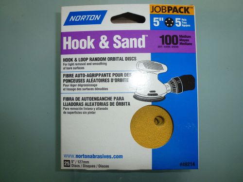 Norton 5&#034;  HOLE &amp; SAND 100 Grit 5 Hole Sanding Discs -FREE SHIPPING