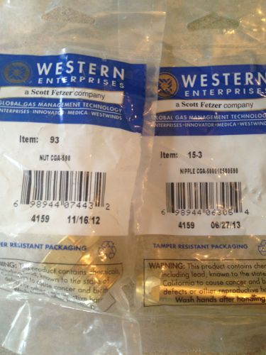Item# 87-western nut 93 and nipple 15-3, cga 590 for industrial air regulators for sale