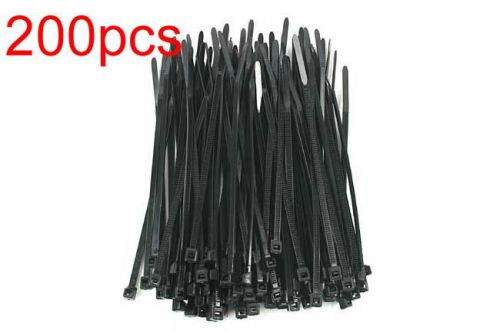 200pcs 4&#034; black wire cable zip ties nylon tie wraps uv resistant self-locking for sale