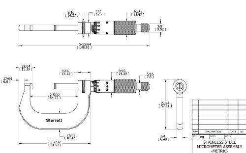 Starrett V1212MXRL Stainless Steel Micrometer, Ratchet Stop, Lock Nut, Carbide