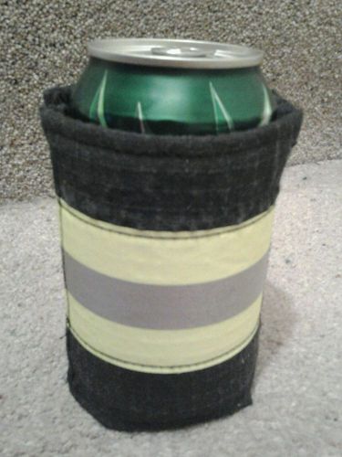 Authentic Firefighter Black Turnout Bunker Gear Koozie / Handcrafted/UNIQUE!!!!