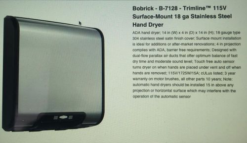 Bobrick  B-7128 - Trimline 115V Surface-Mount 18 ga Stainless Steel Hand Dryer