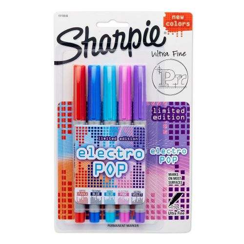 Sharpie markers ultra fine point 5-pack, assorted electro pop colors 2015 for sale