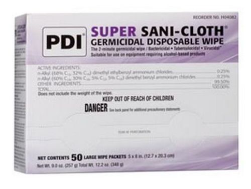 PDI Sani-Cloth disinfectant wipes - 50 individual wrap 5&#034; x 8&#034;