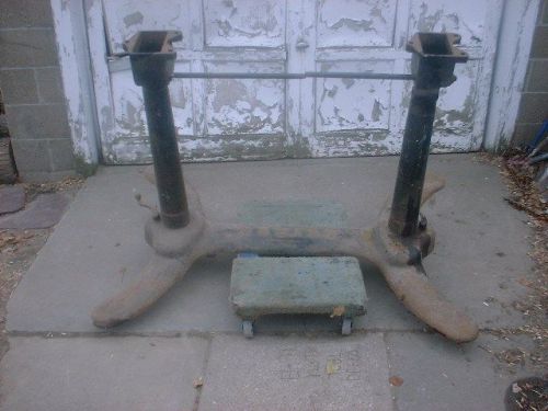 Vintage iron table base industrial metal steam punk horse shoe style legs 1913 for sale