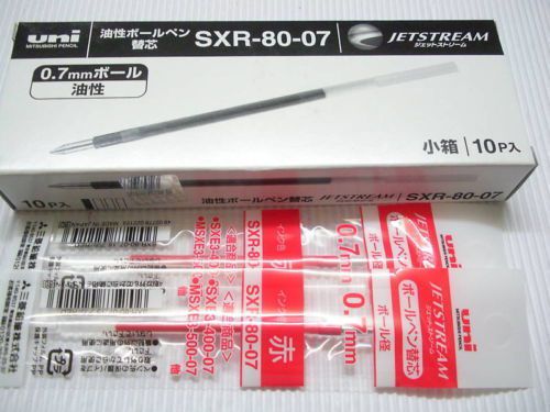 10 piece uni-ball sxr-80 0.7mm ball pen refill for jetstream pen red for sale