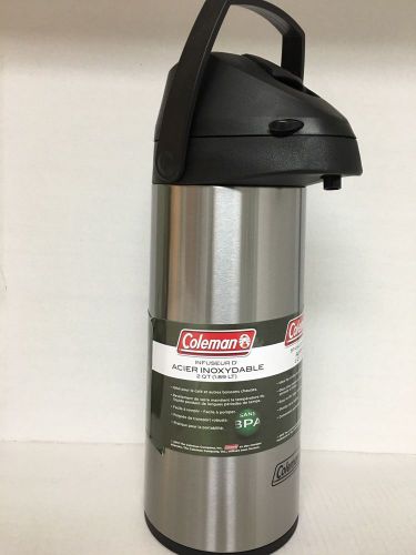 Coleman Stainless Steel Airpot 2 Quart- NEW Coffee Pot Thermos Pump