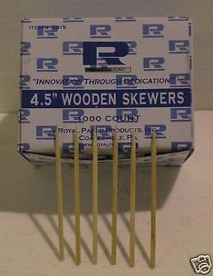 Wooden Skewers wooden sticks 1 BOX  1000 count 4-1/2&#034; Royal 4.5&#034;