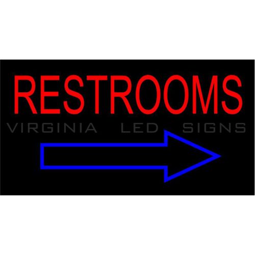 Restrooms LED SIGN neon looking 30&#034;x16&#034; HIGH QUALITY VERY BRIGHT ARROW
