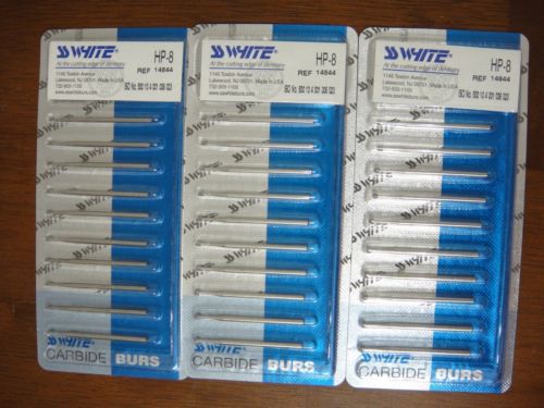 SS White HP #8, 3 packs of 10 burs