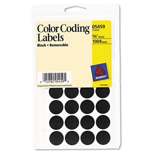 &#034;avery handwrite only removable round color-coding labels 3/4&#034;&#034; dia black 1008/p for sale