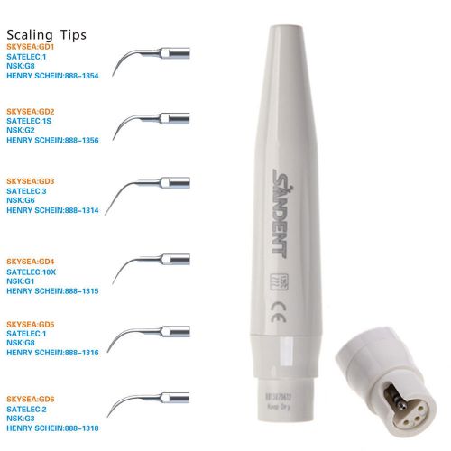 Dental Ultrasonic Scaler Handpiece 6 Scaling Tips Fit SATELEC DTE