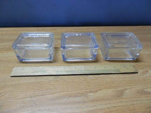 Glass Staining Dish Unbranded Lot of Three with Lids Steampunk