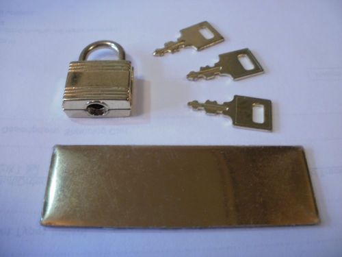 Mini Lock 3 Key Set &amp; Engravable Gold-Tone Plate Jewelry Box Small Drawer Desk