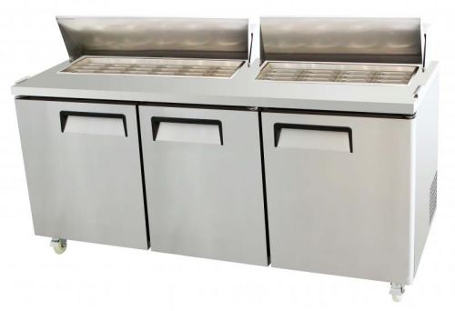 73&#034; 3 door refrigerated restaurant mega top salad prep table msf8308 for sale