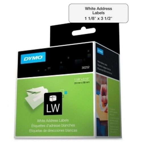 Dymo 30252 Paper Address Labels - 1.12 x 3.50 - 1x 350 Count Roll - White