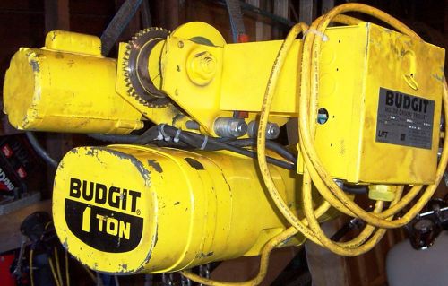 BUDGIT 1 TON ELECTRIC CHAIN HOIST with MOTOR DRIVEN TROLLEY