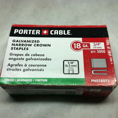 Porter cable galvanized narrow crown staples  3/4 ” 5000 counts new/open box 18 ga for sale