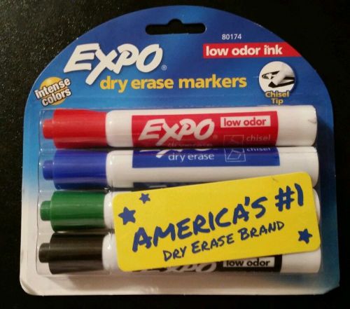 Expo Dry Erase Markers Low Odor Non Toxic Chisel Tip Intense Color 4 pack 80174