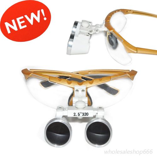 New dental 320mm 2.5x binocular loupes magnifier glasses golden flip-up design z for sale