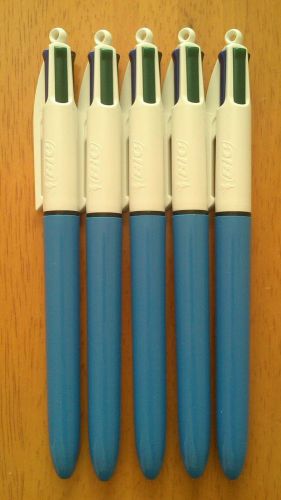 New original 5 x BIC 4 color MEDIUM ballpoint pen 4 DIFFERENT INKS IN ONE PEN !