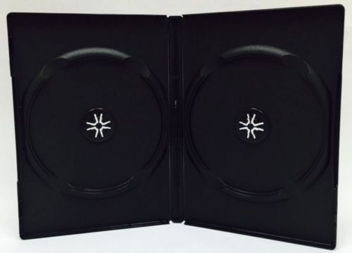 30 premium double black cd dvd jewel cases w clear sleeve wrap hold 2 disc 14mm for sale