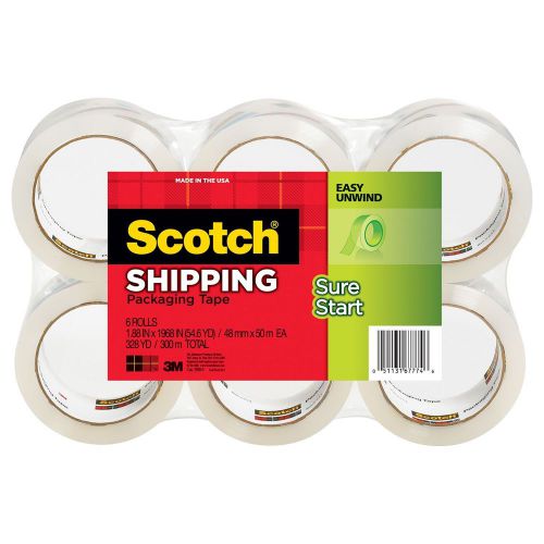 Scotch sure start 2&#034; packing tape - mmm35006 6 pack for sale