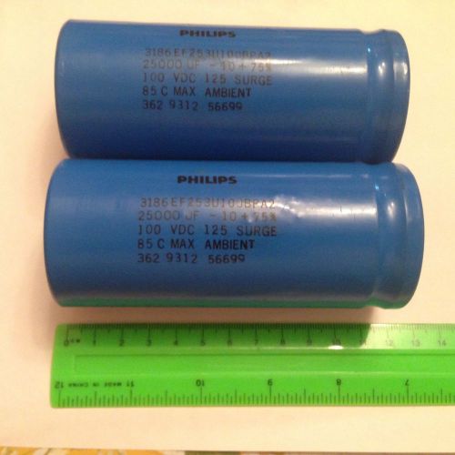 PHILIPS  25000uF 100VDC Screw Terminal Electrolytic Capacitor 2PCS